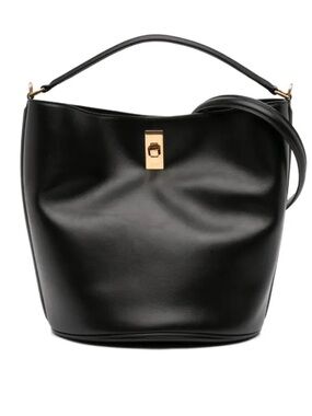 Celine Black Smooth Leather Shoulder Bucket 16 Satchel Bag